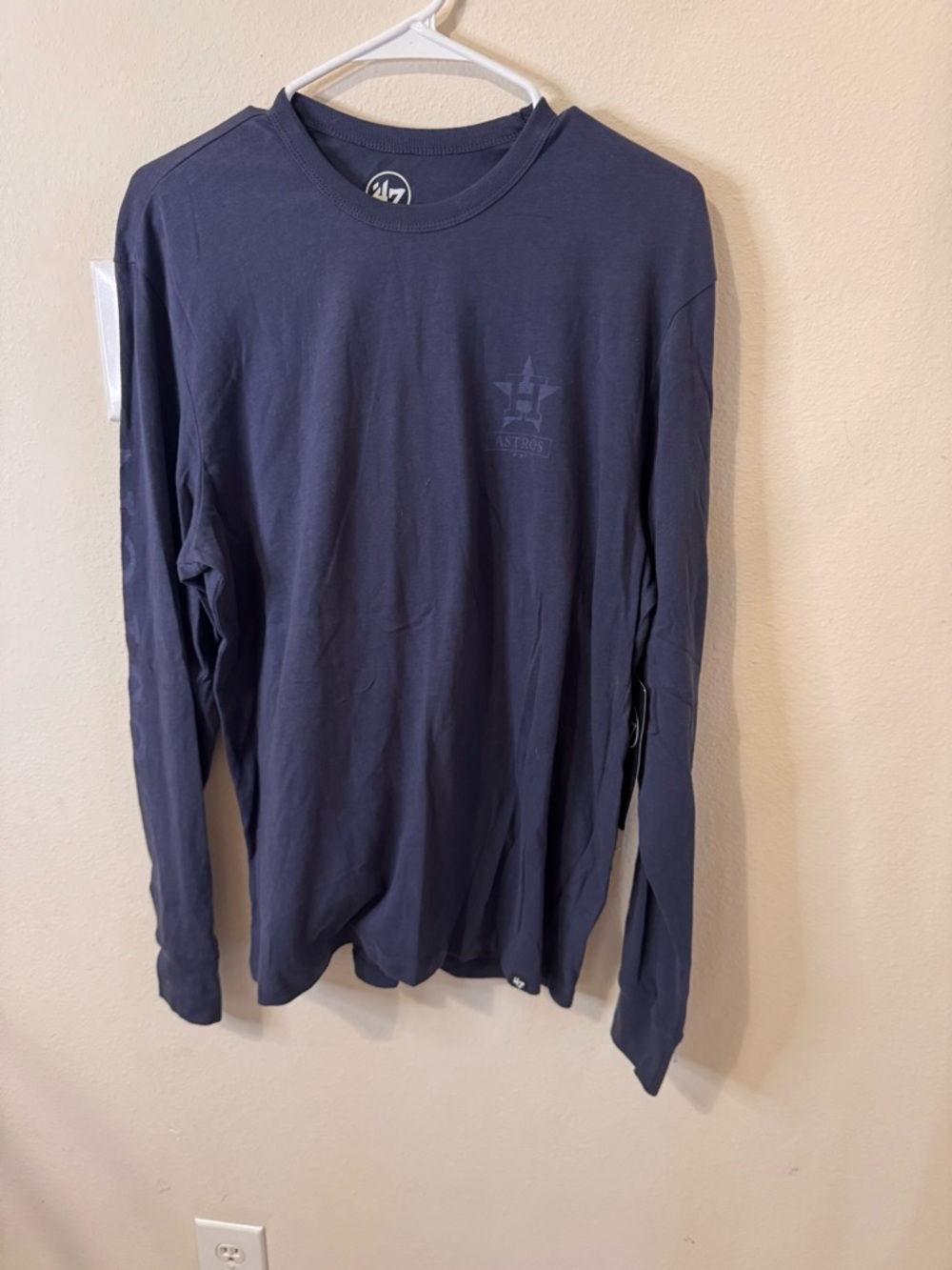 47 Brand Navy Long Sleeve Tee with Subtle Astros Logo